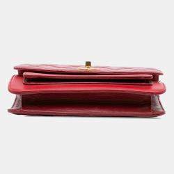 Chanel Red Small Quilted Calfskin and Caviar Chain Handle Flap