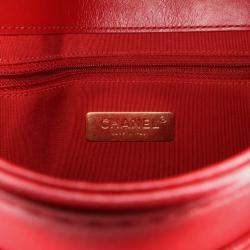 Chanel Red Small Quilted Calfskin and Caviar Chain Handle Flap