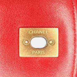 Chanel Red Small Quilted Calfskin and Caviar Chain Handle Flap