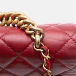Chanel Red Small Quilted Calfskin and Caviar Chain Handle Flap