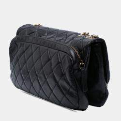 Chanel Black Quilted Calfskin CC Crown Flap