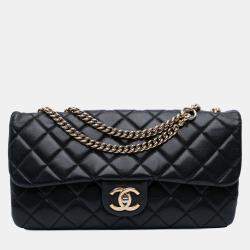 Chanel Black Quilted Calfskin CC Crown Flap