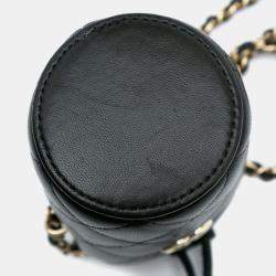 Chanel Black Micro Quilted Lambskin Drawstring Bucket Bag