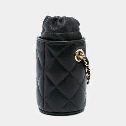 Chanel Black Micro Quilted Lambskin Drawstring Bucket Bag