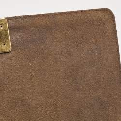 Chanel Olive Green/Brown Quilted Leather and Suede Large Boy Flap Bag