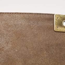 Chanel Olive Green/Brown Quilted Leather and Suede Large Boy Flap Bag