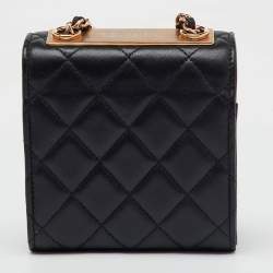 Pre Owned Chanel Black Quilted Leather Mini Trendy CC Chain Clutch Bag