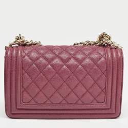Chanel Red Quilted Caviar Leather Small Boy Flap Bag