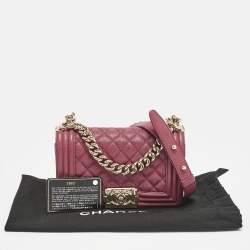 Chanel Red Quilted Caviar Leather Small Boy Flap Bag