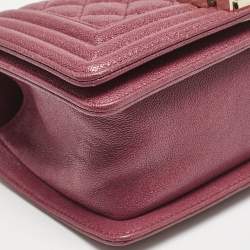 Chanel Red Quilted Caviar Leather Small Boy Flap Bag