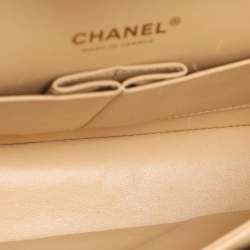 Chanel Beige/Black Quilted Leather Medium Bicolor Classic Double Flap Bag