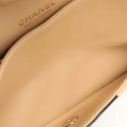 Chanel Beige/Black Quilted Leather Medium Bicolor Classic Double Flap Bag