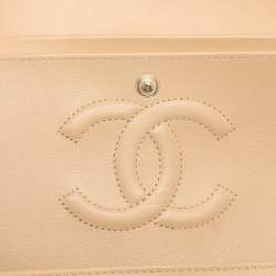 Chanel Beige/Black Quilted Leather Medium Bicolor Classic Double Flap Bag