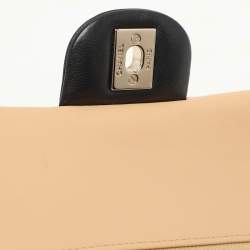 Chanel Beige/Black Quilted Leather Medium Bicolor Classic Double Flap Bag