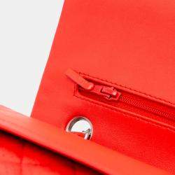 Pre Owned Chanel Red Medium Classic Perforated Lambskin Double Flap
