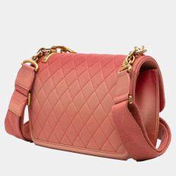 Pre Owned Chanel Pink Medium Quilted Caviar Sunset On The Sea Flap