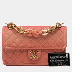 Pre Owned Chanel Pink Medium Quilted Caviar Sunset On The Sea Flap