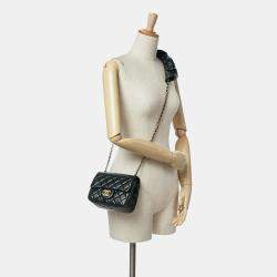 Pre Owned Chanel Black Mini Square Lambskin Romance Single Flap