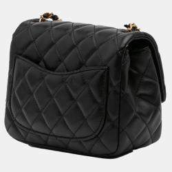 Pre Owned Chanel Black Mini Square Lambskin Romance Single Flap