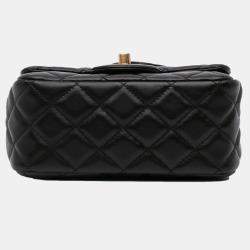 Pre Owned Chanel Black Mini Square Lambskin Romance Single Flap