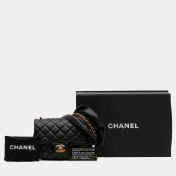 Pre Owned Chanel Black Mini Square Lambskin Romance Single Flap