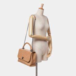 Chanel Brown Large Calfskin Stitched Urban Luxury Top Handle Bag