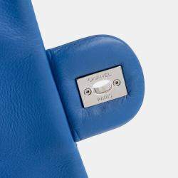 Pre Owned Chanel Blue CC Quilted Calfskin Multi Chain Flap