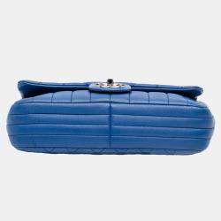 Pre Owned Chanel Blue CC Quilted Calfskin Multi Chain Flap