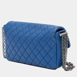 Pre Owned Chanel Blue CC Quilted Calfskin Multi Chain Flap