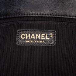 Chanel Black CC Chevron Calfskin Round Flap Satchel