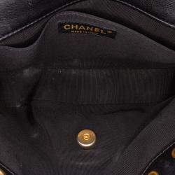 Chanel Black CC Chevron Calfskin Round Flap Satchel