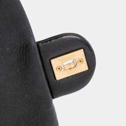 Chanel Black CC Chevron Calfskin Round Flap Satchel