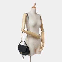Chanel Black CC Chevron Calfskin Round Flap Satchel