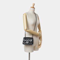 Pre Owned Chanel Black Mini Square Classic Patent Single Flap