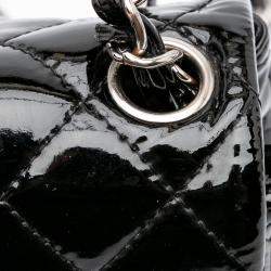 Pre Owned Chanel Black Mini Square Classic Patent Single Flap