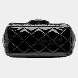Pre Owned Chanel Black Mini Square Classic Patent Single Flap