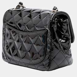 Pre Owned Chanel Black Mini Square Classic Patent Single Flap