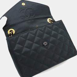 Chanel Black Satin Chain Shoulder Bag