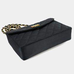 Chanel Black Satin Chain Shoulder Bag