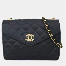 Chanel Black Satin Chain Shoulder Bag