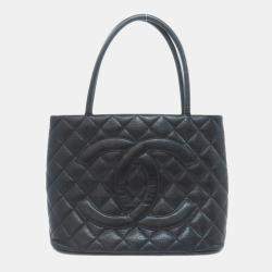 Pre Owned Chanel Black Grained Calfskin CC Tote Bag