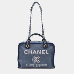 Chanel Blue Canvas Deauville Bowling Bag 