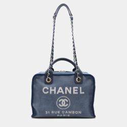 Chanel Blue Canvas Deauville Bowling Bag 