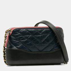 Chanel Navy Leather Gabrielle Quilted Chain Wallet Mini Shoulder Bag