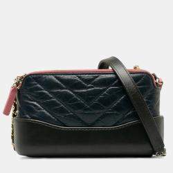 Chanel Gabriel Quilted Chain Wallet Mini Shoulder Bag Navy Leather