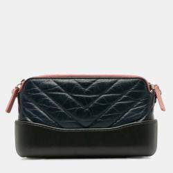 Chanel Navy Leather Gabrielle Quilted Chain Wallet Mini Shoulder Bag