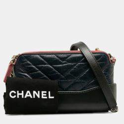 Chanel Navy Leather Gabrielle Quilted Chain Wallet Mini Shoulder Bag