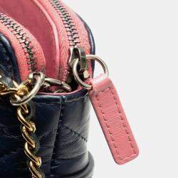 Chanel Navy Leather Gabrielle Quilted Chain Wallet Mini Shoulder Bag