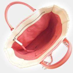 Chanel White/Pink Caviar Ombre Large Shopping Tote Bag