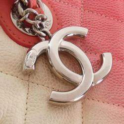 Chanel White/Pink Caviar Ombre Large Shopping Tote Bag